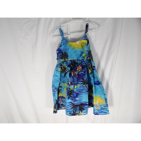 Royal Hawaiian Creations Baby Girls Blue Palm Trees Sunset Aloha Dress Size XL - Picture 2 of 5